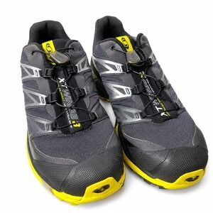 SALOMON XT Wings 3 Trail Running Sneaker Mens Sz 9 Black Yellow Outdoor Hiking